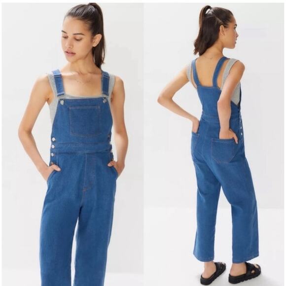 Capulet Pants - Capulet Lennon Denim Overalls XS Blue Wide Leg Dungaree Stretch Retro Fit